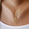 Two Leaf Leaves Pendant Necklace Clavicle Chain Simple European New Fashion Vintage Punk Gold Hollow Charm Jewelry Women